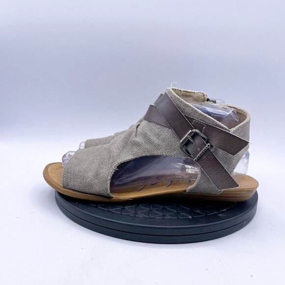 Blowfish Malibu Sandals Womens 8 Slingback brown Canvas Zipper Buckle Straps - Picture 2 of 9